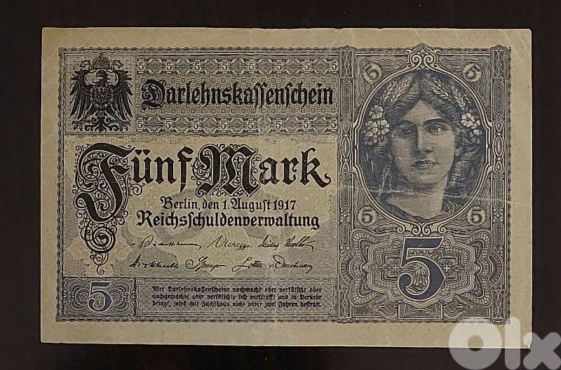 Germany 1917 William II 5 Mark. P-56 0