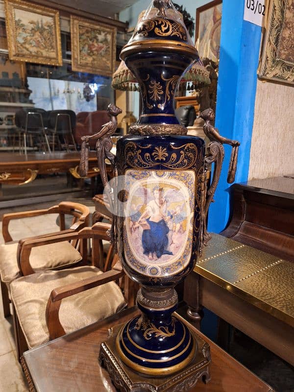 vase severes porcelain & bronze handmade 18em 0