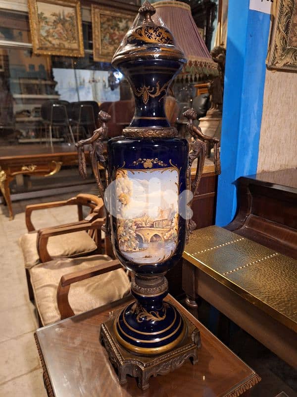 vase severes porcelain & bronze handmade 18em 1