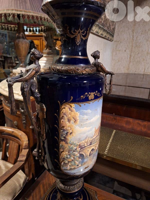 vase severes porcelain & bronze handmade 18em 2
