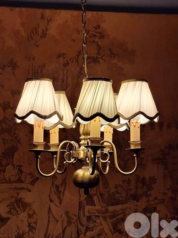 flemish 5 lamps bronze chandelier 0