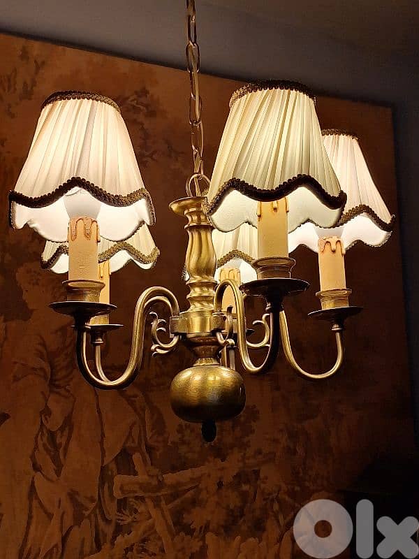 flemish 5 lamps bronze chandelier 1