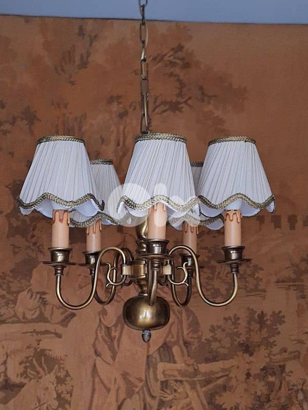flemish 5 lamps bronze chandelier 2