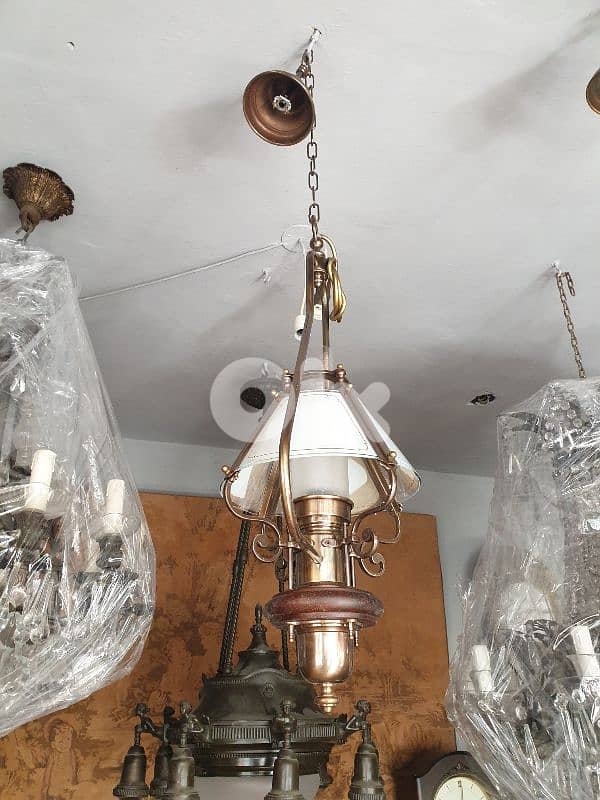 english bronze and wood chandelier 0