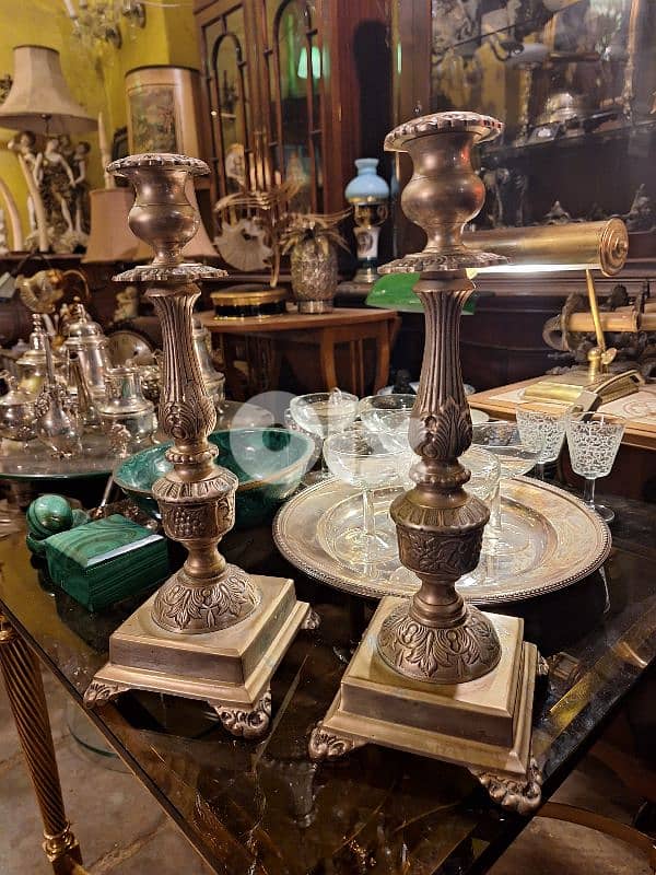 pair of silver plated candle holders 0