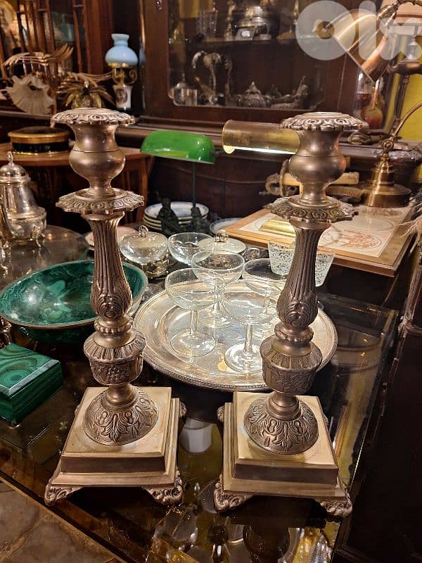 pair of silver plated candle holders 1