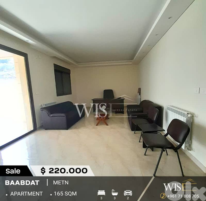 165 SQM Apartment for SALE in Baabdat! 0