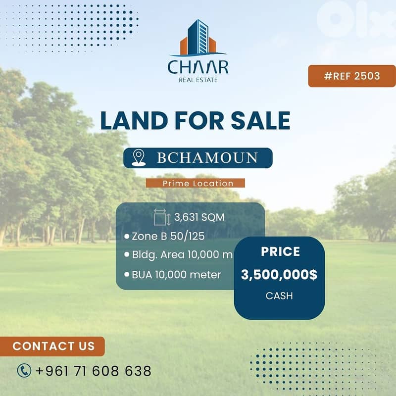 #R2503 - Residential Land for Sale in Bchamoun*Prime Location 0