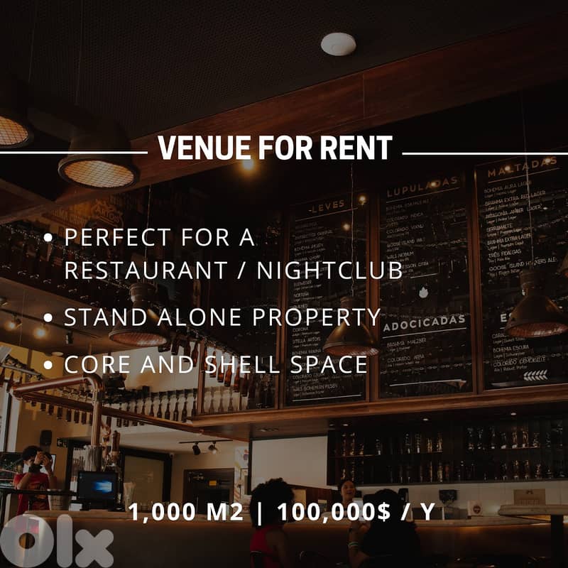 JH25-4240 Restaurant /Nightclub 1000m2 for rent in Sodeco, $8,333 cash 0