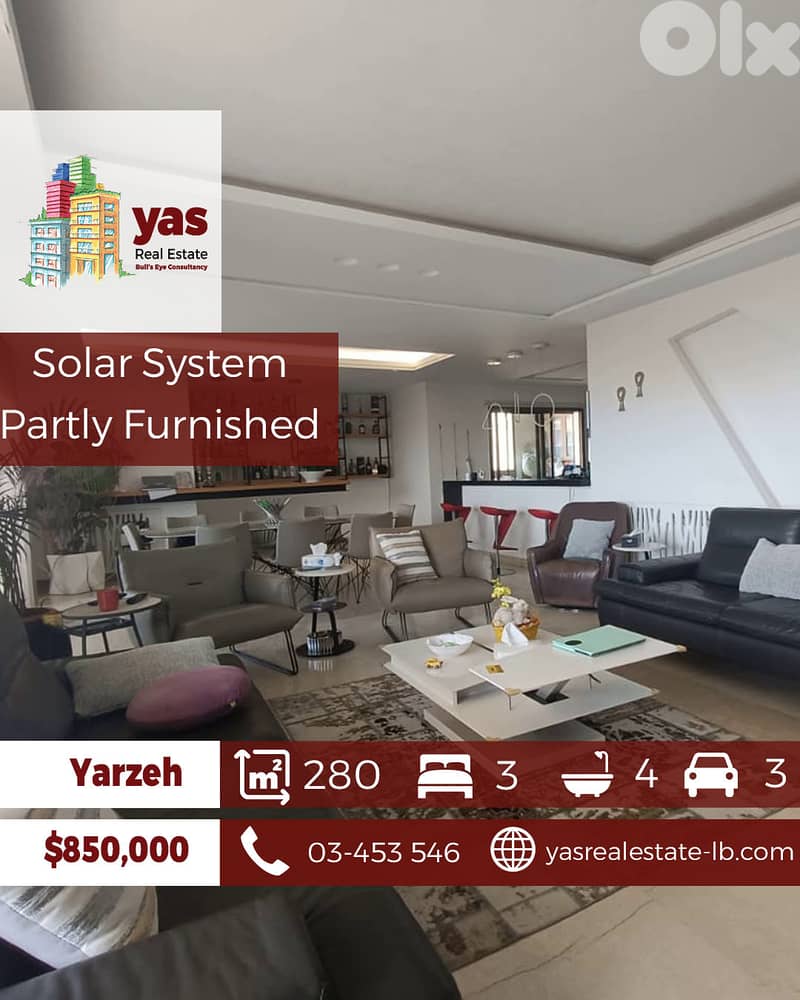 Yarzeh 280m2 | Partly Furnished | Solar System | Dead End Street | AA 0