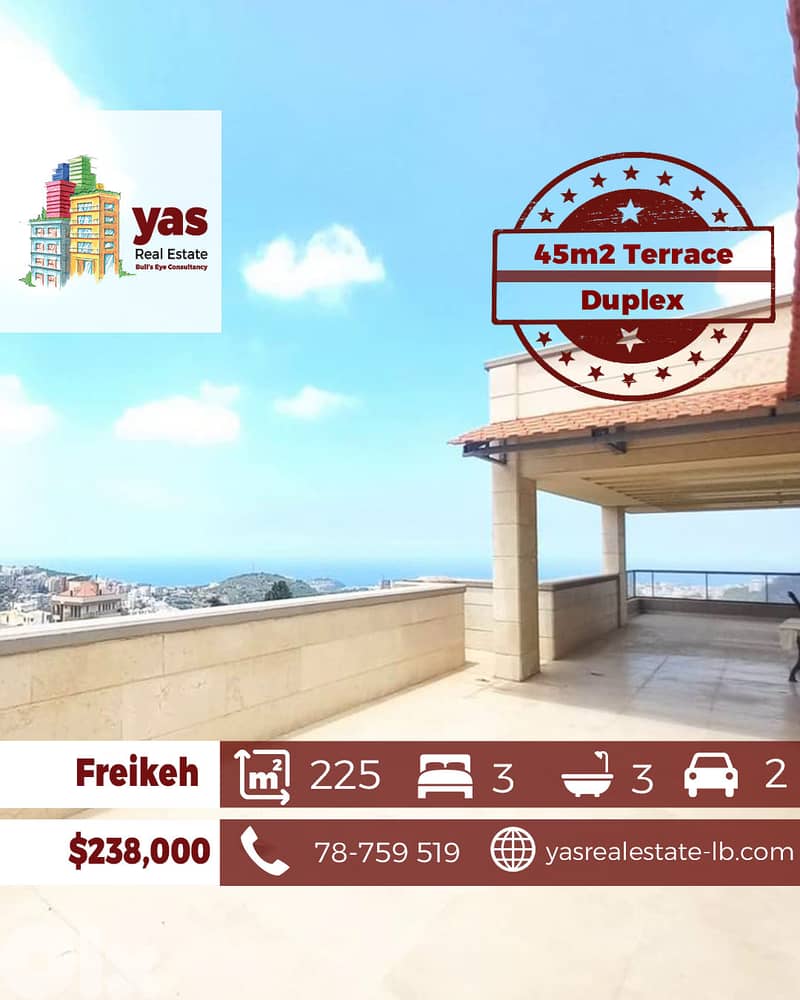 Freikeh 225m2 | 45m2 Terrace | Rooftop Duplex | Astonishing View | PA 0
