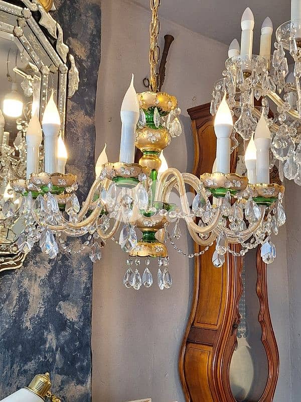 czech original green crystal chandelier 0