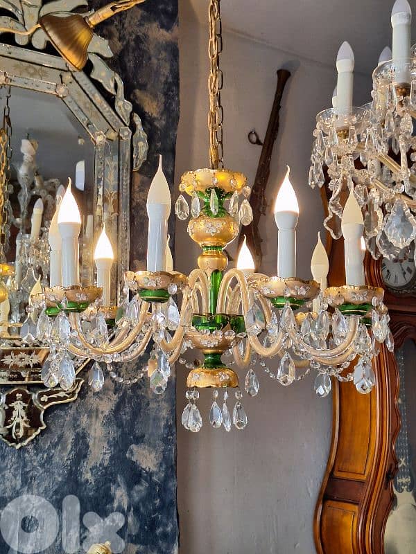 czech original green crystal chandelier 4