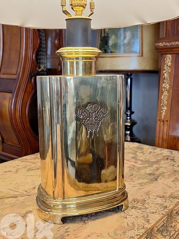 2 large english brass tea canister base lamps 3