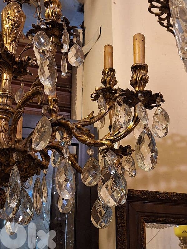 czech bronze and crystal chandelier 2
