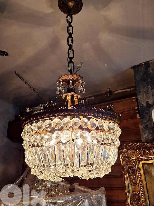 original french bronze and crystal chandelier 3