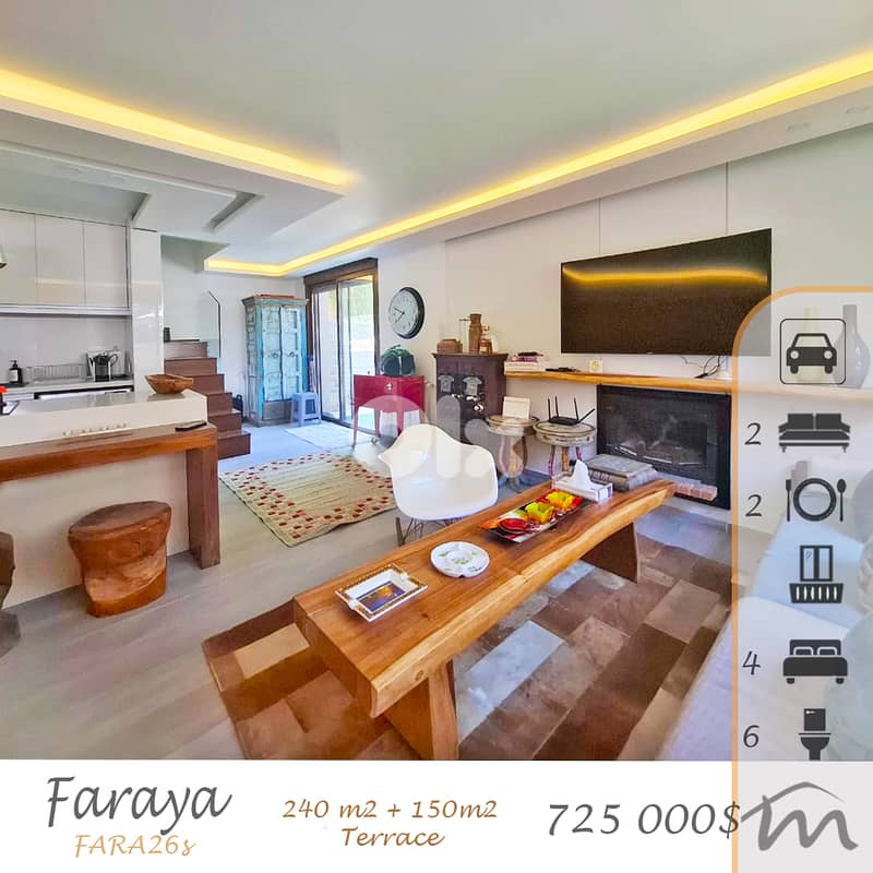 Faraya | Signature | 240m² 4 Levels Chalet + 150m² Terrace | Furnished 0