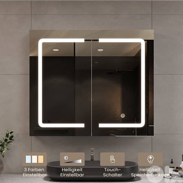 bathroom mirror Spiegelschrank mit LED Beleuchtung und Steckdose 0