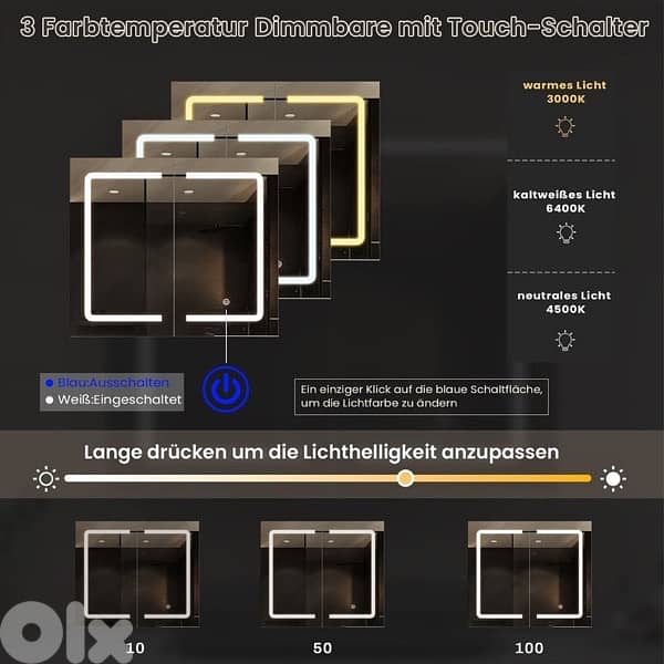 bathroom mirror Spiegelschrank mit LED Beleuchtung und Steckdose 2