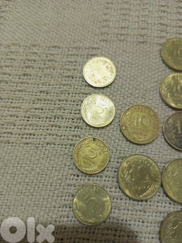 5 and 10 and 20 centimes France 2