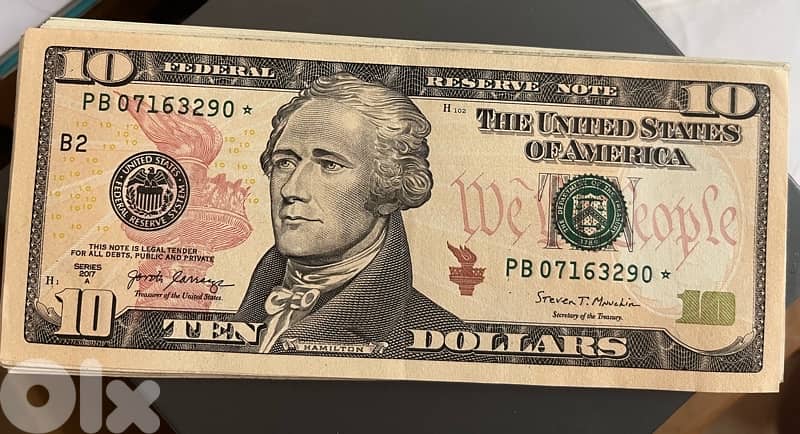 10 $ USD dollars bill star note 2017A series PB 07163290* 0