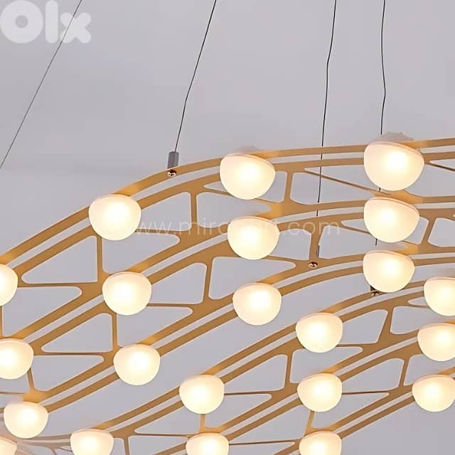 Flowing Gold Chandelier – 64 Warm LEDs, Sleek 120cm Light for Entryway 6