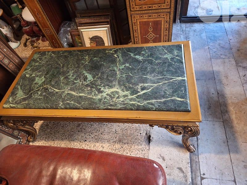 wooden coffee table with marble top 2