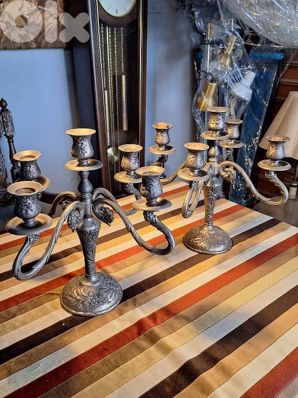 2 antique candle holders 0