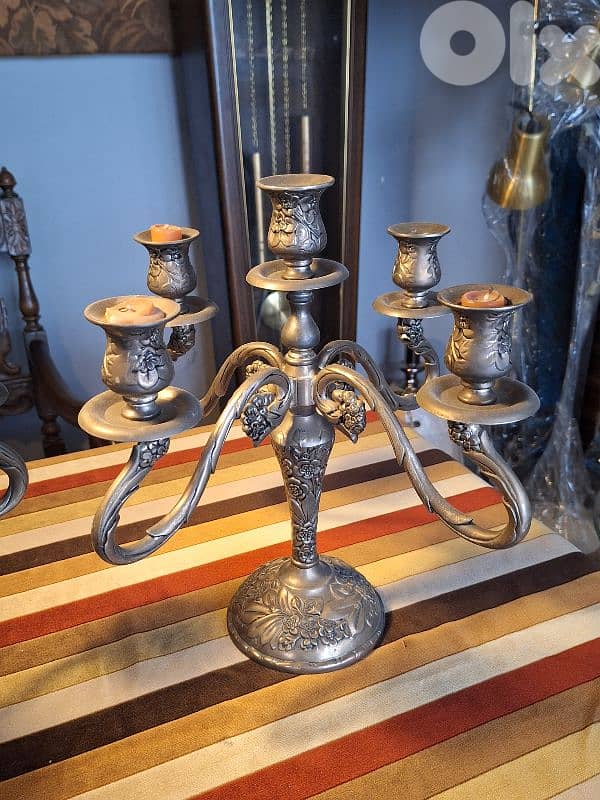 2 antique candle holders 1