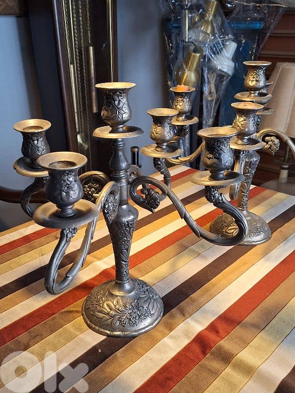 2 antique candle holders 3