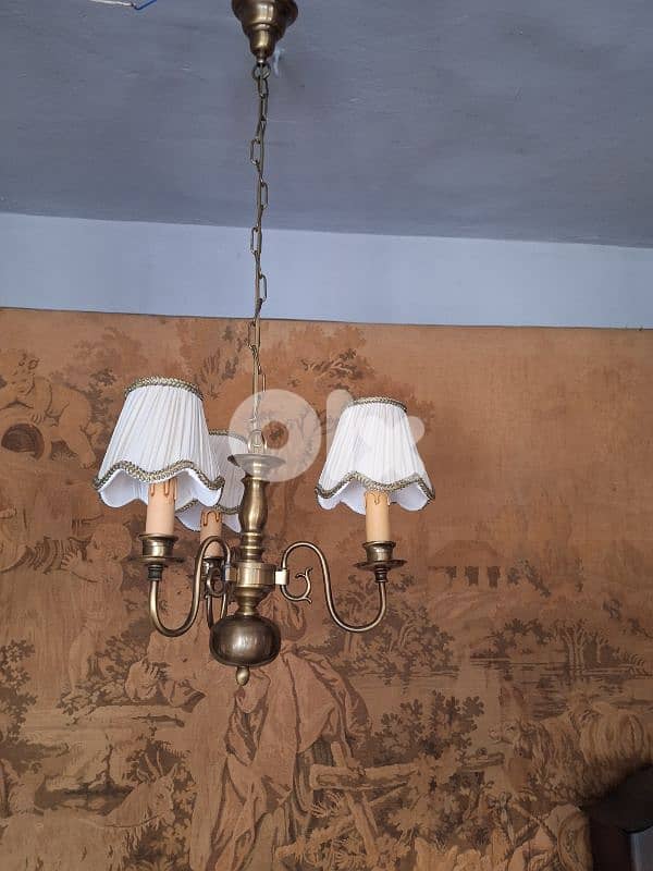 antique english 3 lamps brass chandelier 2