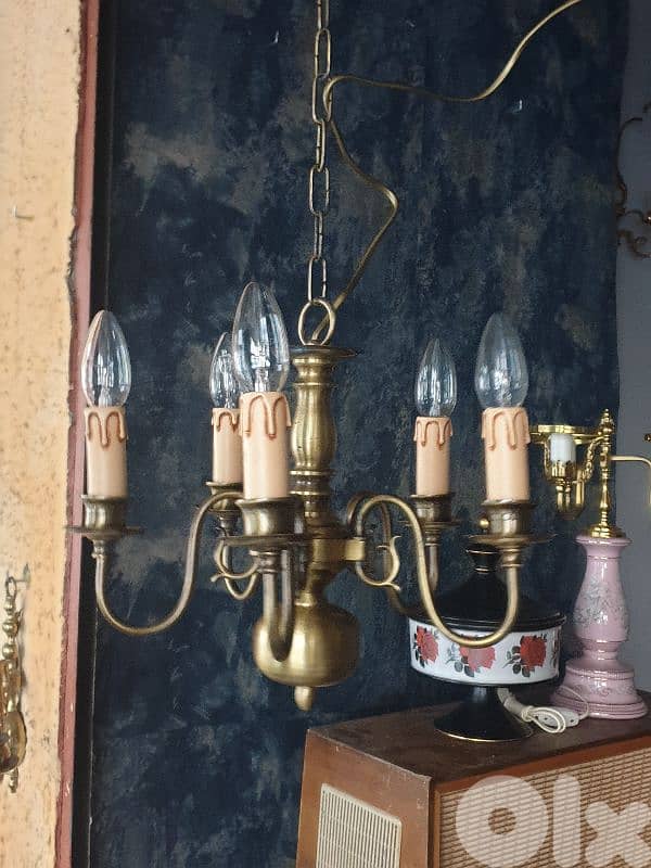 5 lamps english bronze chandelier 2