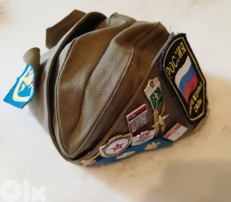 Authentic Russian Military Hat Size 55 w/Pins & Patches 2