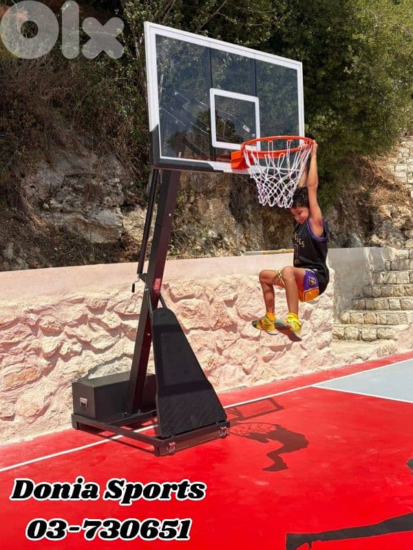 580$ movable basketball hoop Backboard (150x90cm) easy slam dunk 0