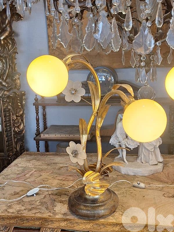 pair of flower shaped opaline lamps 2