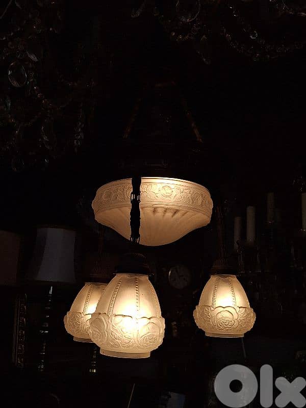 art nouveau french bronze chandelier 0