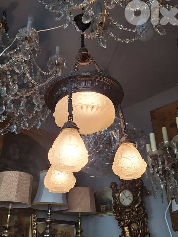 art nouveau french bronze chandelier 1