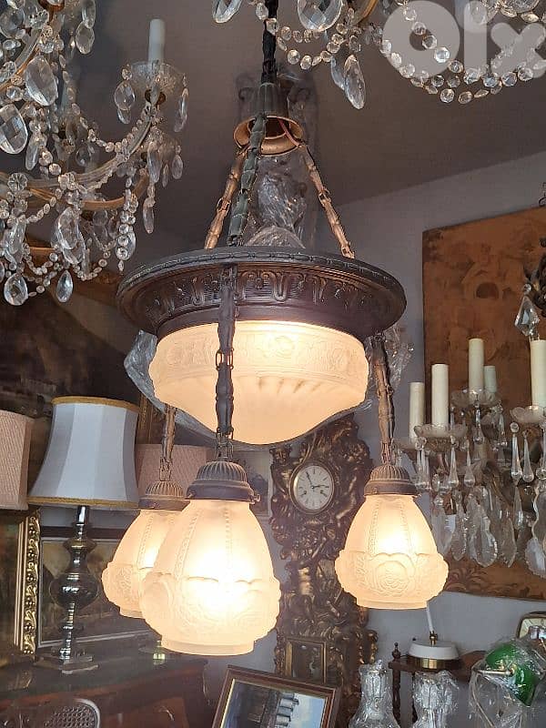 art nouveau french bronze chandelier 2