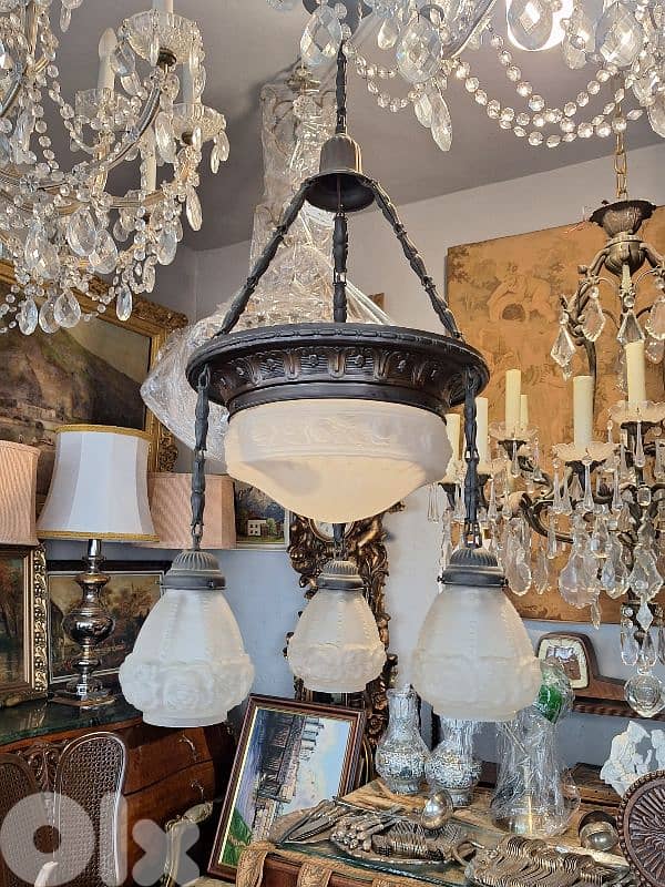 art nouveau french bronze chandelier 3