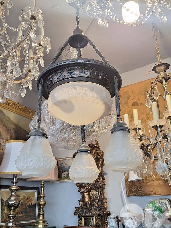 art nouveau french bronze chandelier 4