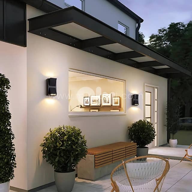 Modern Up & Down Wall Light – Warm LED, IP65 for Garden & Patio 4