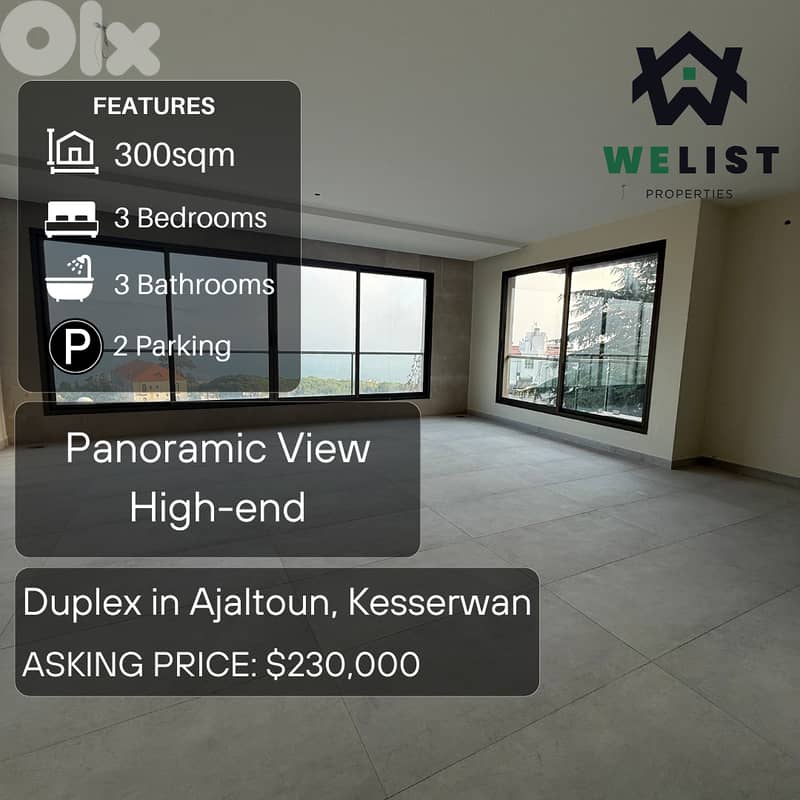 300sqm Duplex Apartmant for sale in Ajaltoun, Kesserwan NW25JDAJ300230 0