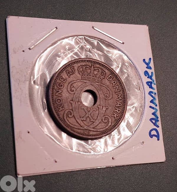 Denmark 1935 Christian X 5 Ore bronze coin KM# 828 0