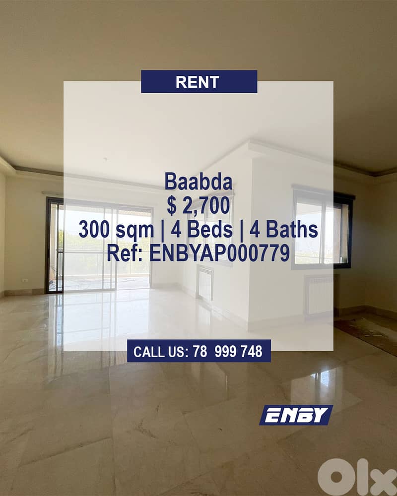 Apartment for Rent in Baabda | Brand New | High end 0
