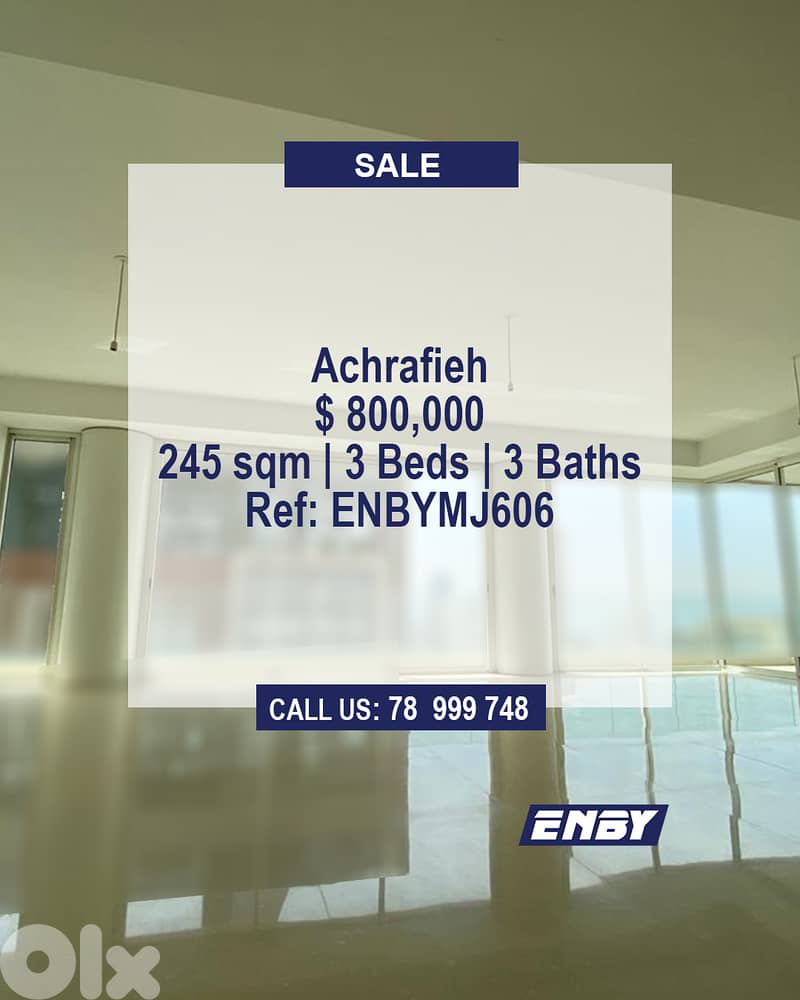 Apartment for Sale in Achrafieh | High End | Open Sea View 0