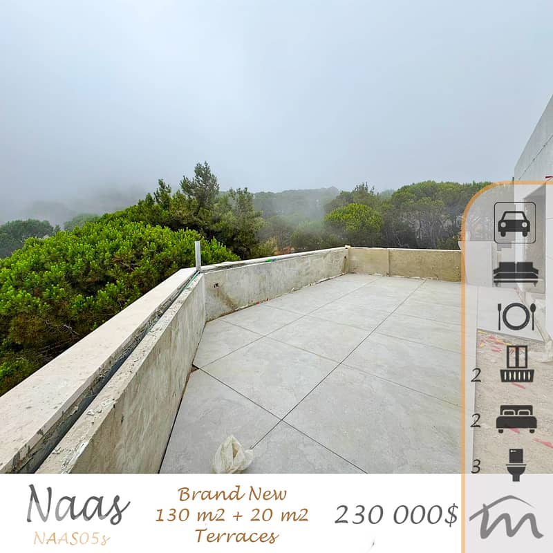 Bikfaya | Brand New 130m² High Ceiling Rooftop + 20m² Terraces | View 0