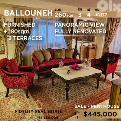 Penthouse for sale in Ballouneh JD177 بنتهاوس للبيع في بلونة