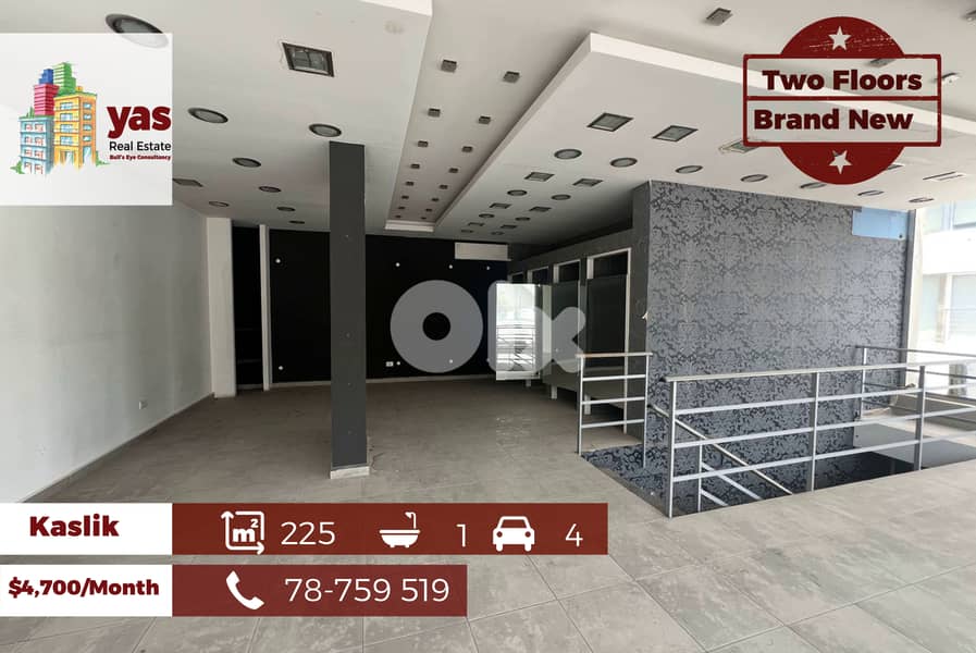 Kaslik 225m2 | Brand New Shop | Modern | Perfect Investment | EH 0