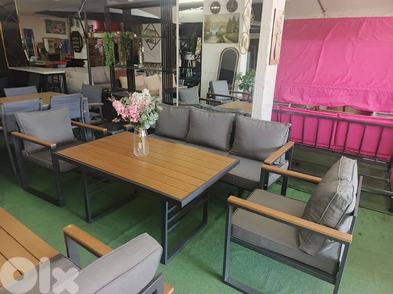 set outdoor steel طقم ستيل للخارج مع طاولة عاليه 0