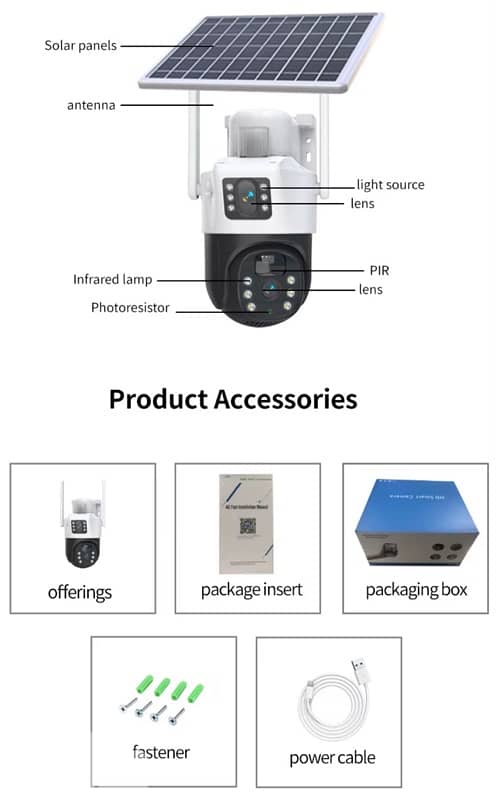 Outdoor Security Camera Solar Power wifi, waterproof 8